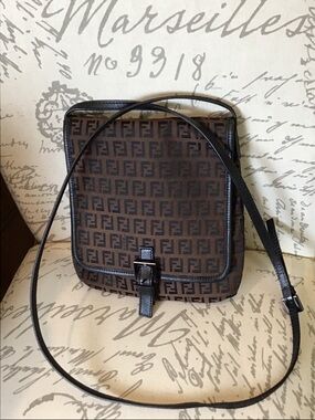 Fendi Brown Zucca Crossbody Shoulder Bag
